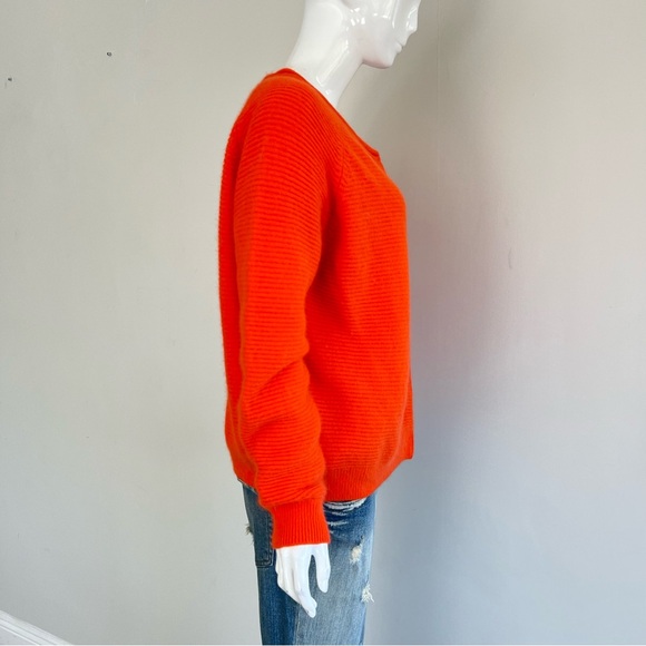 COS Orange Angora Wool Blend Textured Closure Snap Tight Knit Cardigan Sz L - Picture 8 of 16